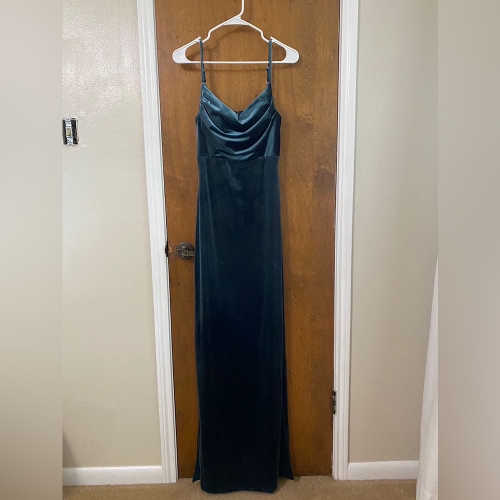 Shop Revelry Sky Velvet Dress in Desert Blue